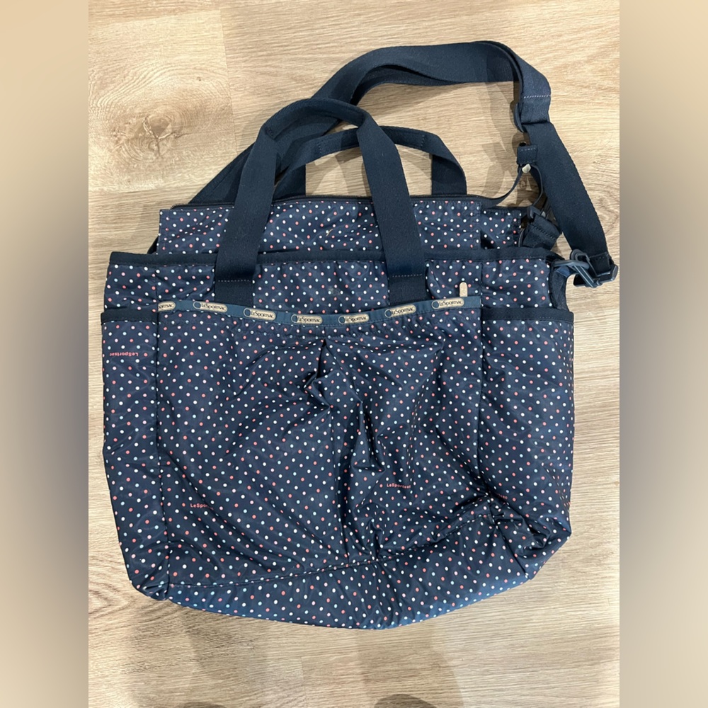 Lesportsac Navy Polka Dot Baby Bag